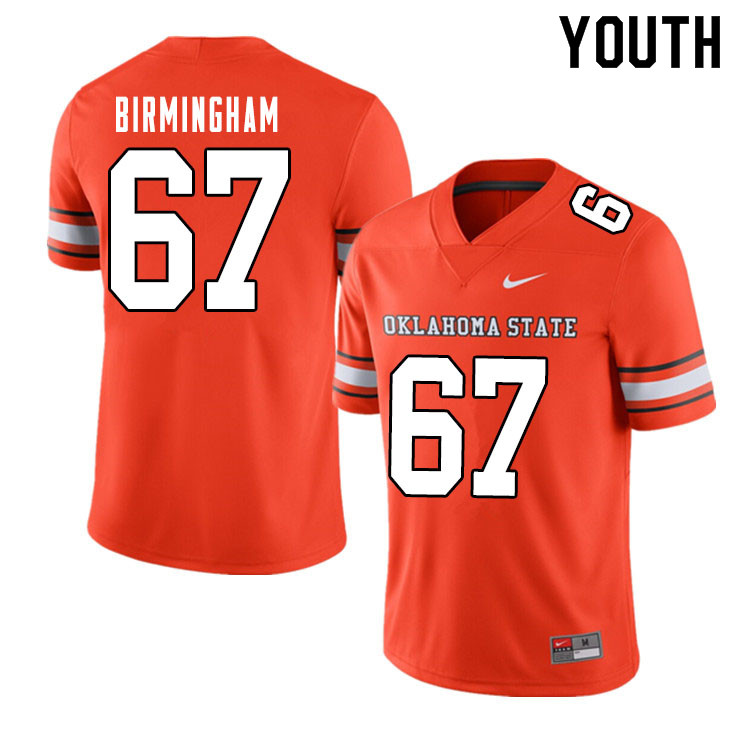 Youth #67 Cole Birmingham Oklahoma State Cowboys College Football Jerseys Sale-Alternate Orange - Click Image to Close